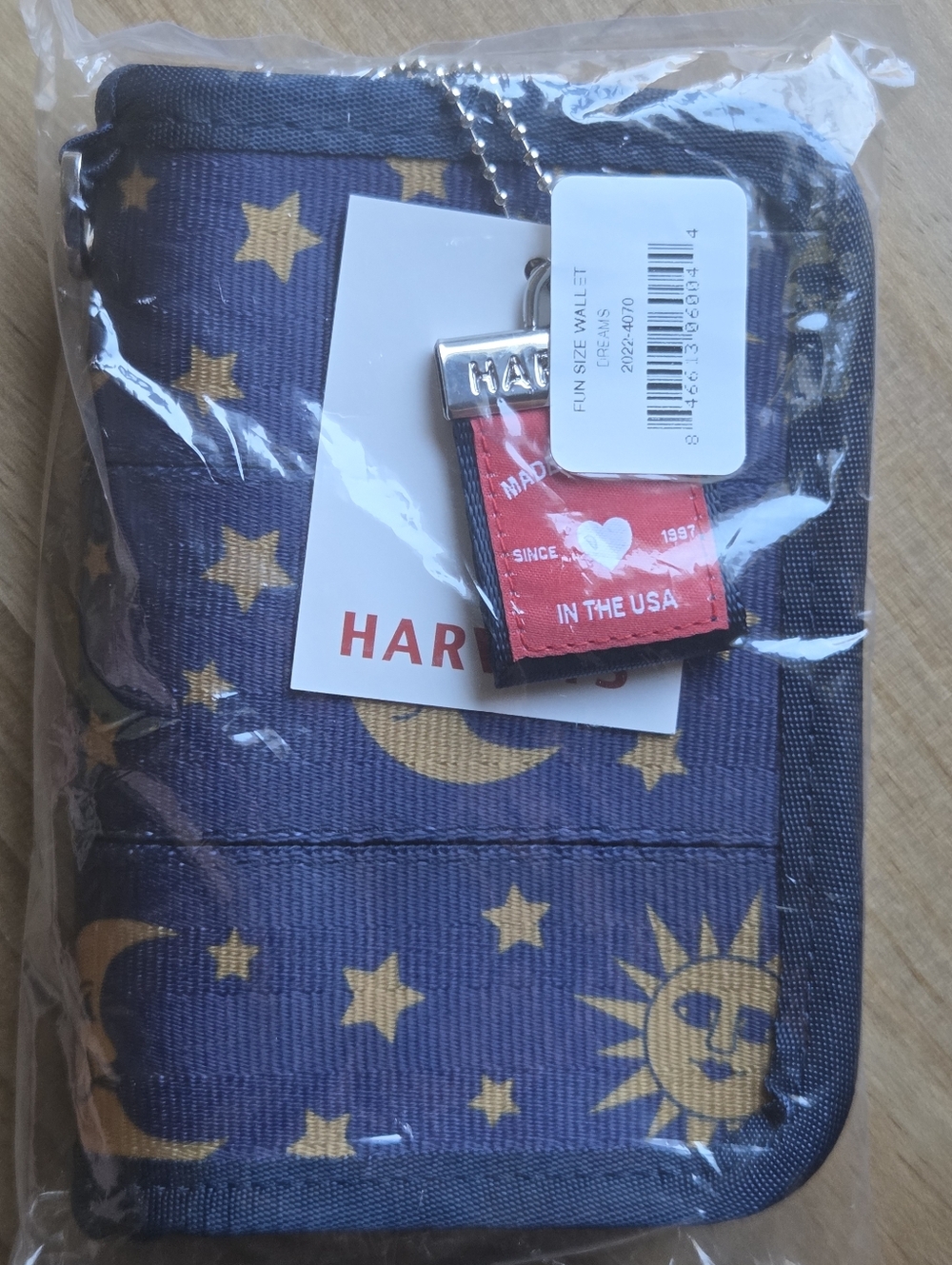 NIP Harveys Original Blue "Dreams" Fun Size Wallet Celestial Sun Moon Stars